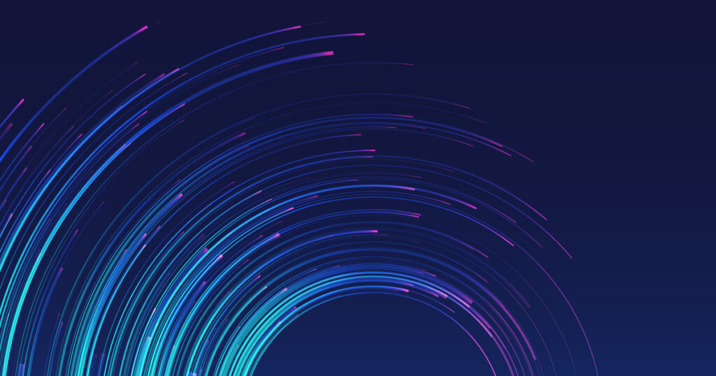 Blue monofilament light fibres on a dark blue background